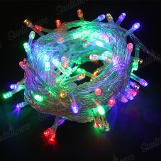 Гирлянда нить с лампочками 20мм, прозрачный провод, RGB,  IP44, L20, 3,8м