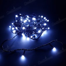 Гирлянда Нить. Большие матовые диоды, 8 режимов работы. С переходником. Холодный белый цвет 9м