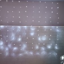 Комнатная гирлянда штора, прозрачный провод, 1,5х1,5м., холодный белый, IP44