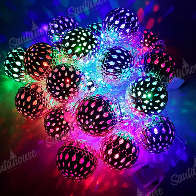 Гирлянда Нить/Металл.шарик серебряный 45мм RGB цвет 4м Гирлянда Нить/Металл.шарик серебряный 45мм RGB цвет 4м