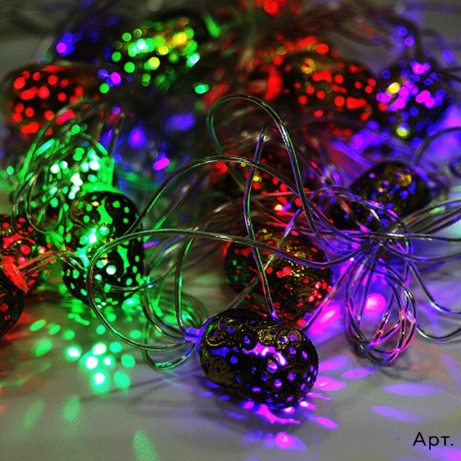 Гирлянда Нить/Металл. Арахис золотой RGB цвет 4м Гирлянда Нить/Металл. Арахис золотой RGB цвет 4м