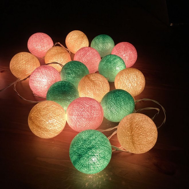 Нить/шарики, прозрачный провод, 4м., RGB, IP44